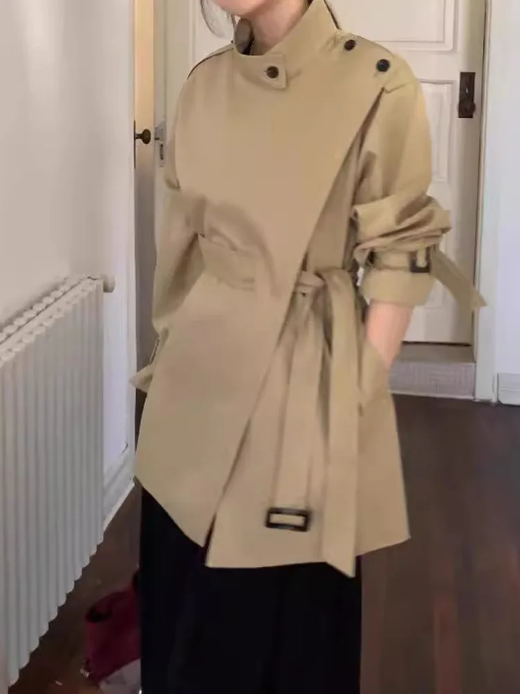 DFDG-Veste imbibée à col irrégulier, manteau cape à la taille, fouet avancé, document solide, conception de printemps et d'automne, 2025