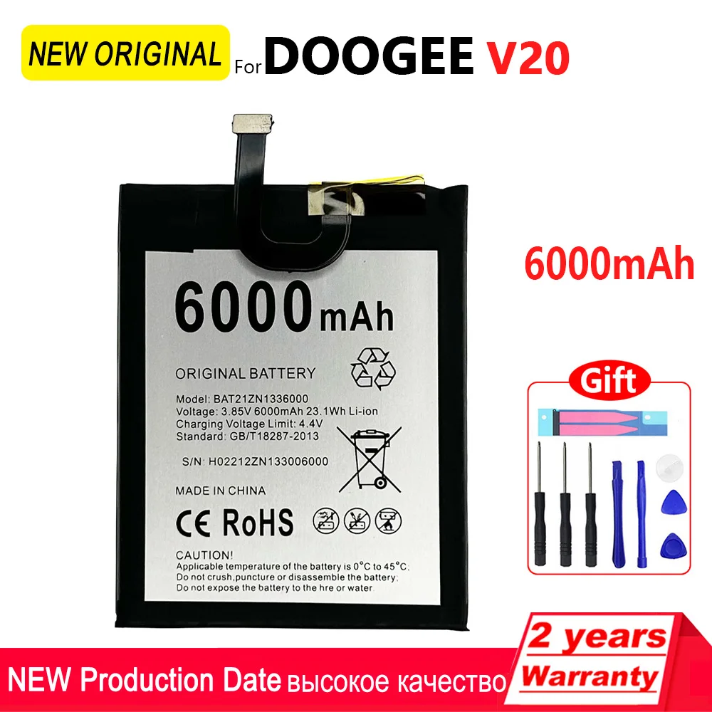 

100% Original 6000mAh V20 Battery For Doogee V20 Genuine Li-Ion Rechargeable Bateria 6000mAh BAT21ZN1336000 LiIon Batteries