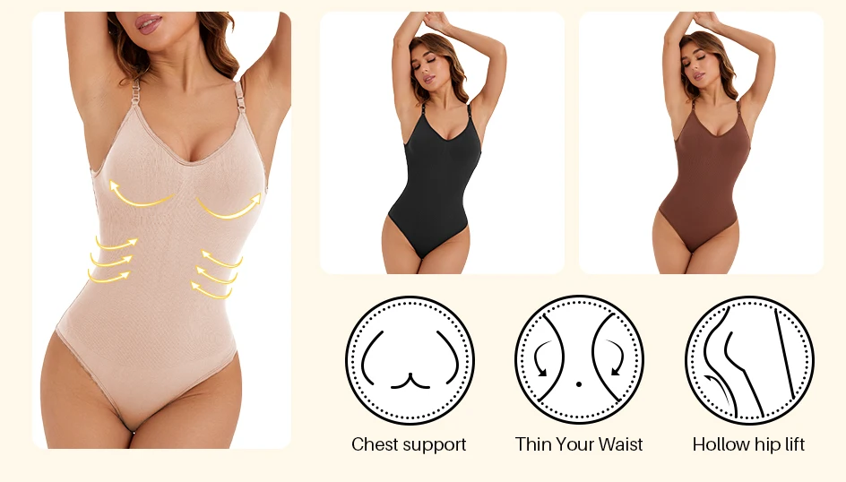 1 Stück Nahtloser Damen-String-Shapewear-Bodysuit, Komfortable Ganzkörper-Unterwäsche, Einteiliger Schnitt, Sexy Figurformender Body, Bestseller – Detail 9