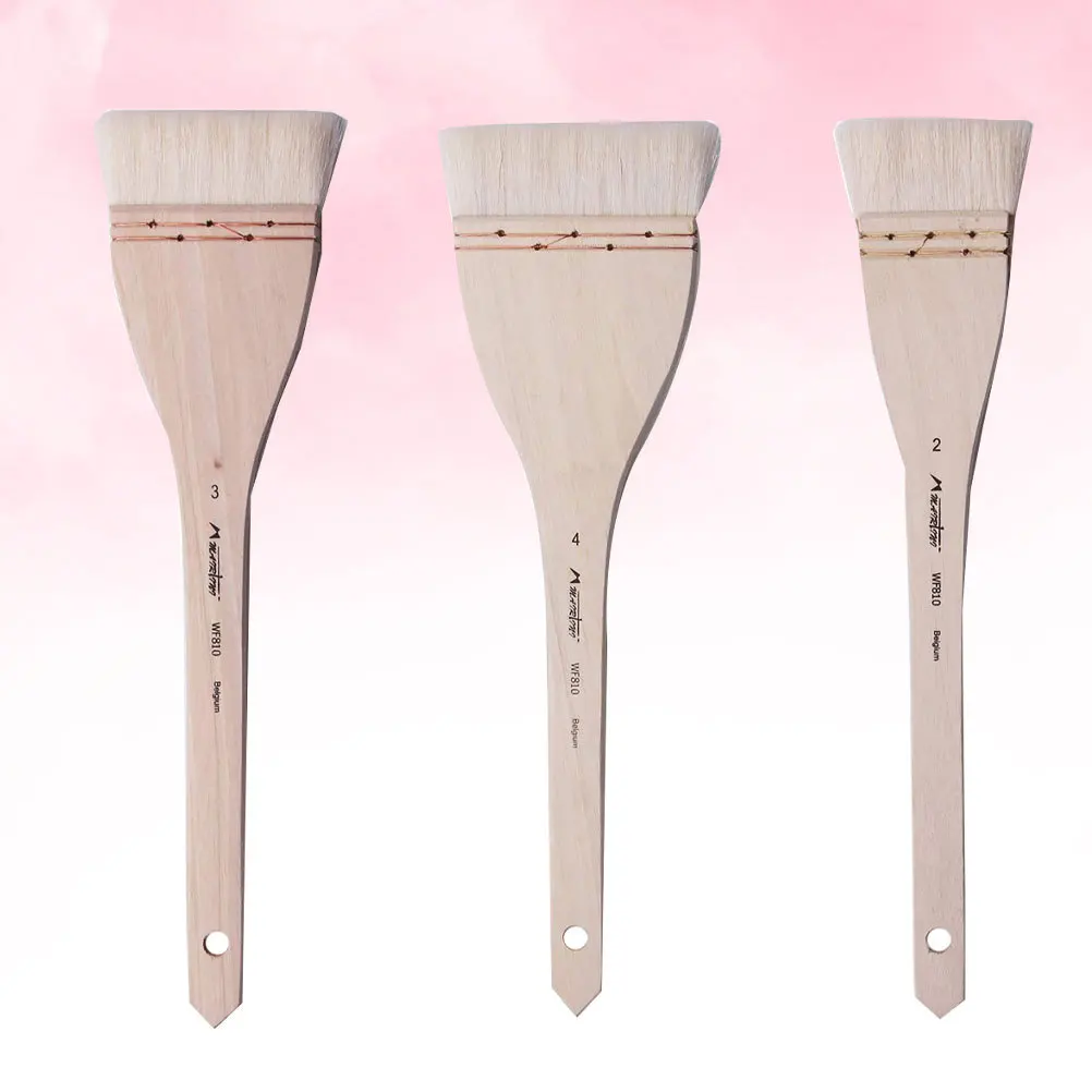 

3Pcs Wool Hair Painting Brushes High Quality Hand Drawing Brush Set for Oil Wall Art Smooth Pigment Application