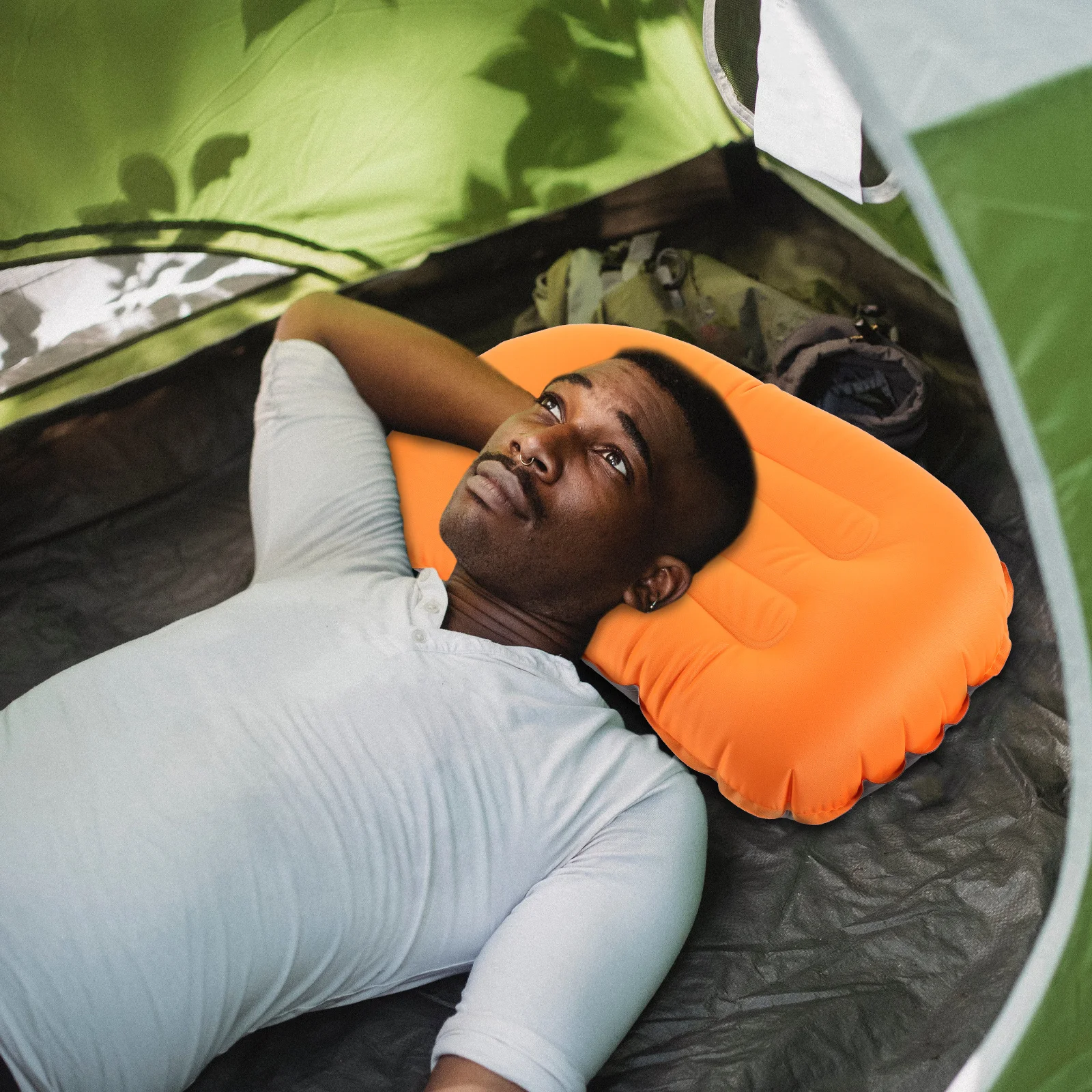 

Inflatable Camping Lightweight Portable Outdoor Travel Pillow For Hiking Backpacking Sleep Resting Tool Thickened Air