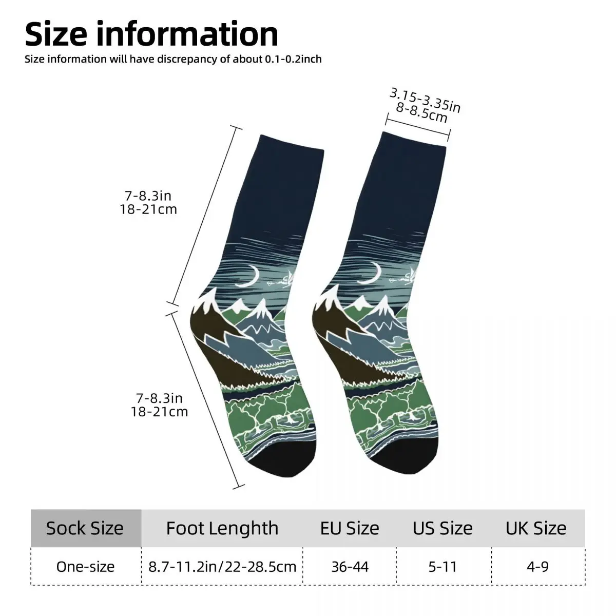 Halflings Journey On A Mountain Path Through An Elven Wood In The Style J.R.R.Tolkien Retro Harajuku Street Style Sock