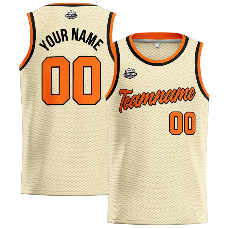 Beige Color Basketball Vest For Men Custom Name Personality Sport Loose Tank Top Summer Daily Casual Customized Logo T-shirt