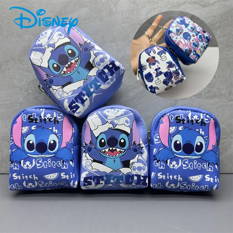 Disney-cartera Kawaii Stitch Unisex, monederos de Anime de dibujos animados, Mini bolso con cremallera, monedero, bolso para auriculares, llavero, regalo de cumpleaños para niñas