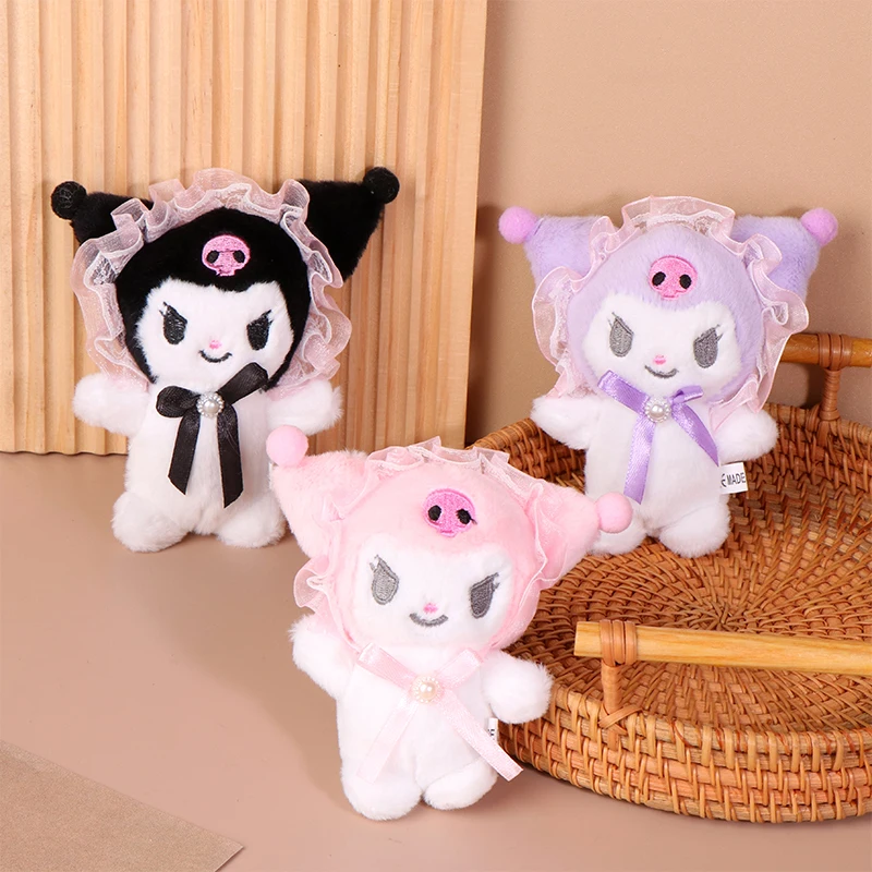 Sanrio Kuromi Plush Keychain Toy Anime Sanrio Pendant Soft Stuffed Doll Car Key Ring Backpack Bag Decor Kid Gift