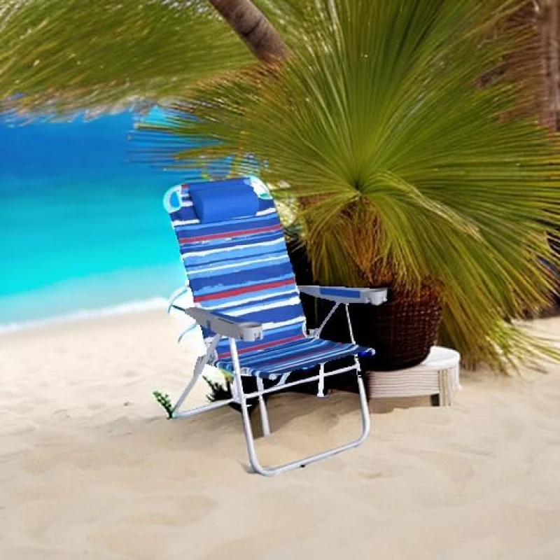 (UUX) كرسي رمل محمول خفيف الوزن قابل للطي للشاطئ للبالغين عالي التحمل بوزن 500 رطل مع حاملات أكواب، عالي UQ قابل للطي #2
