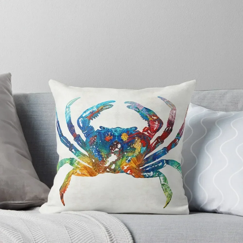 

Colorful Crab Art By Sharon Cummings Throw Pillow Room decorating items Cushion Child Sofa Cushion Cover Sofa Cover pillow