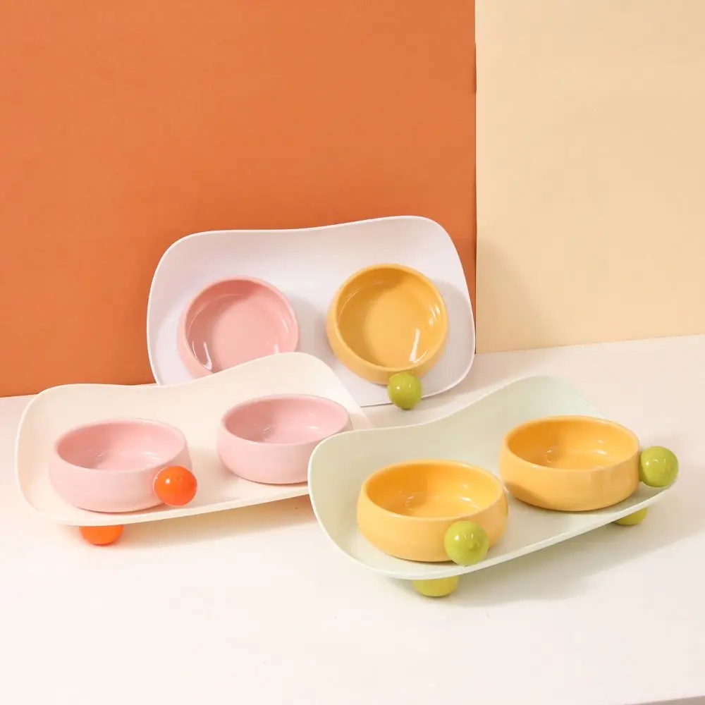 

Multi-use Ceramic Pet Feeding Double Bowls Cartoon Anti-Slip Dog Food Basin Large Capacity Cute Pet Drinking Feeder Kitten Puppy