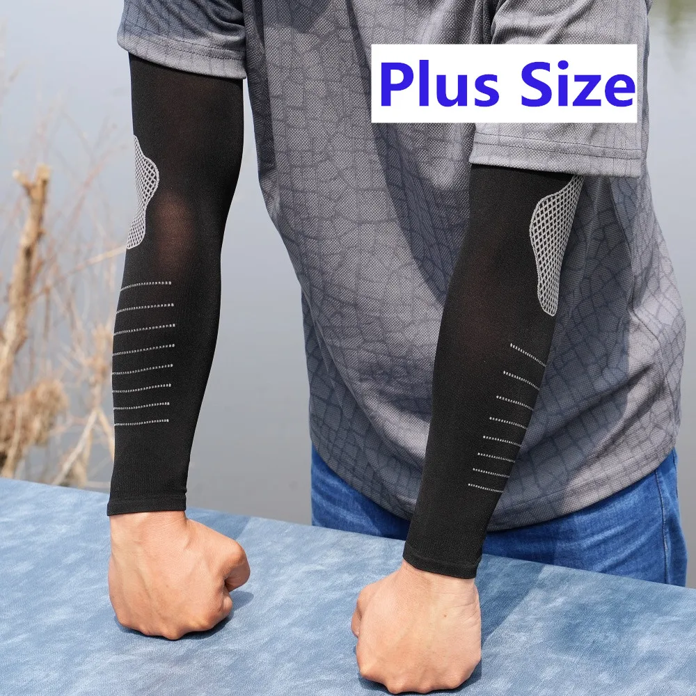 

Summer Sun Protection Ice Silk Arm Sleeves for Men Plus Size Cuffs Sunscreen Arm Covers Sport Cycling Arm Warmers Outdoor Solid