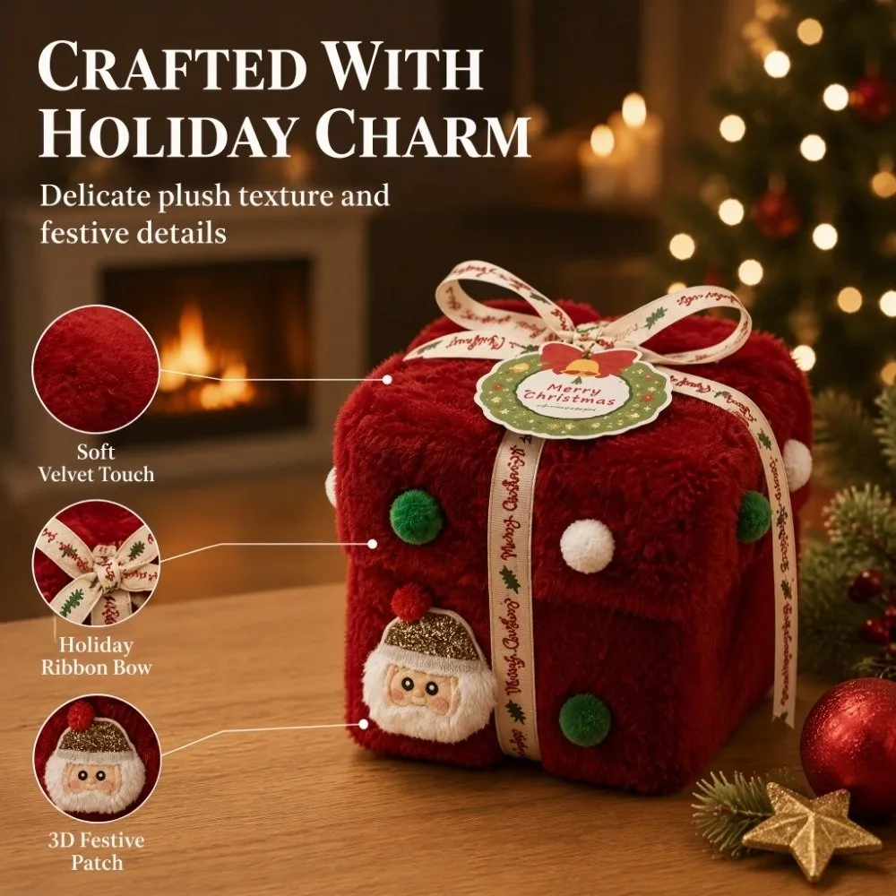 Velvet Christmas Packaging Box Velvet Gift Box Thick Velvet Fabric Candy Box Lint High-End Christmas Decoration Christmas Eve view 5