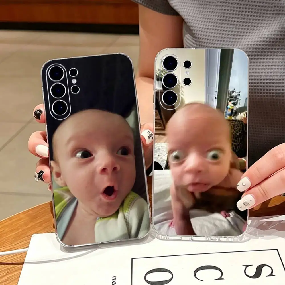 Random Ahh Baby Phone Case For Samsung S25,S24,S21,S22,S23,S30,Ultra,S20,Plus,Fe,Note,10,9,5G Transparent Cover