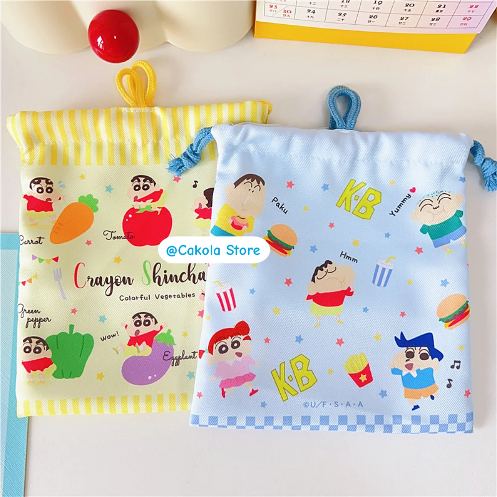 Cartoon Crayon Shin-Chan Drawstring Bag Kawaii Anime Large Capacity Bundle Pocket Women Travel Cosmetics Toiletries Storag Bags