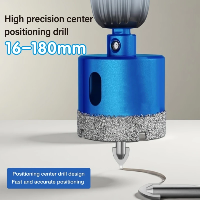 16-180mm Vacuum Brazed Tile Positioning Hole Saw Drill Bit Set for Glass and Ceramic Tiles - Diamond Brazed Drill Bit Tool Set