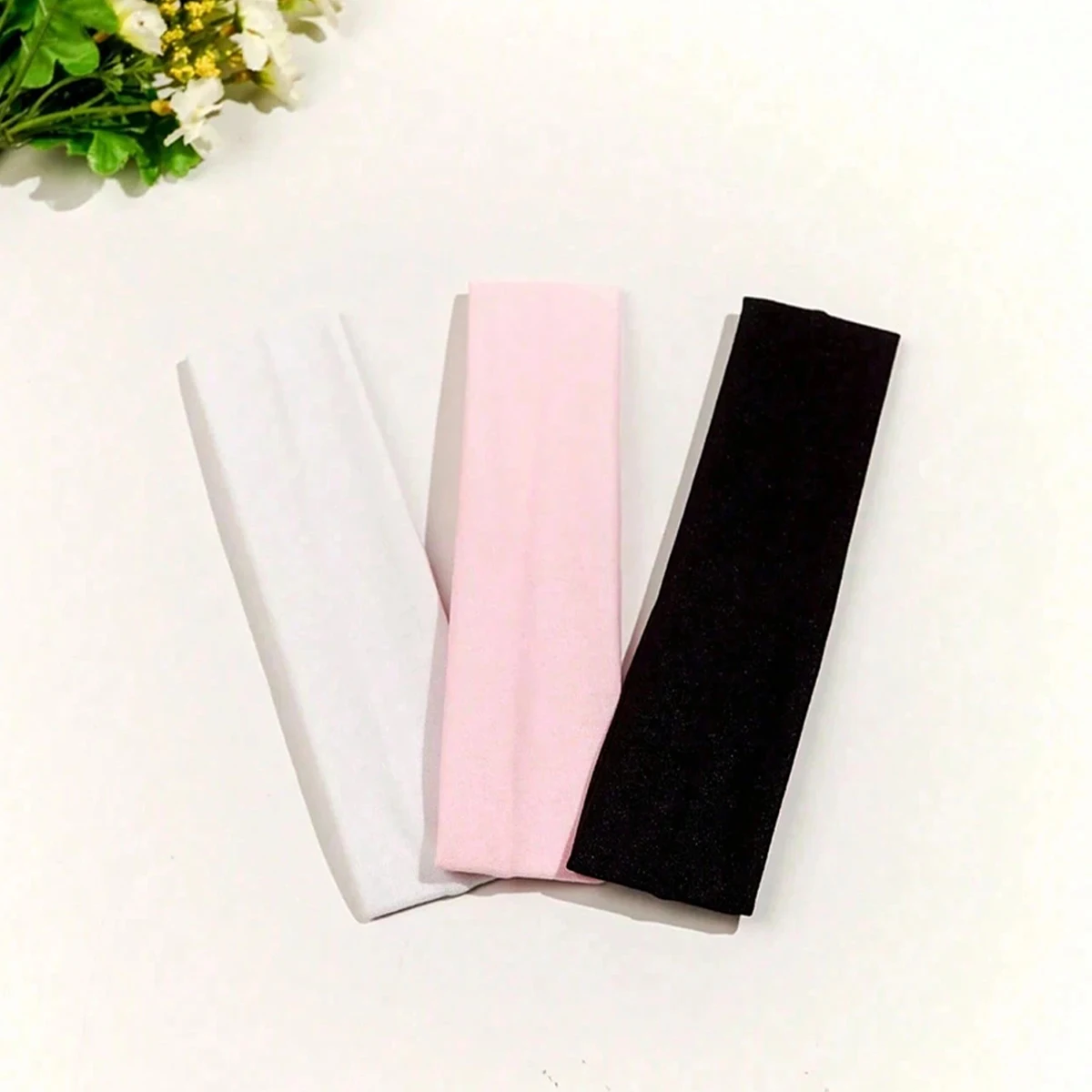 3pcs Women's Simple Solid Color Hair Ties Fashionable Hair Bands for Yoga Sports Running Face Wash Soft Fabric Material Suitable