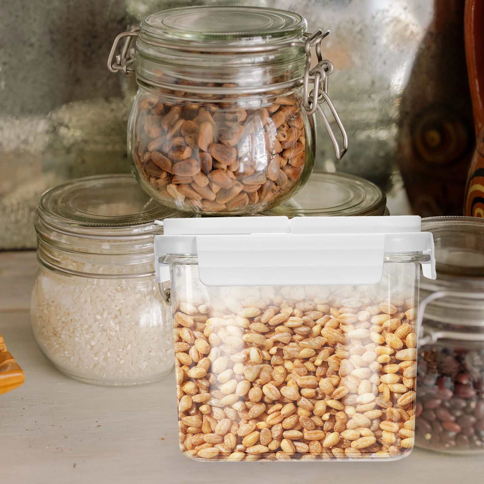 

Airtight Storage Jar 2.5L Large Capacity Clear Container For Dry Food Rice Flour Sugar Cereals Kitchen Pantry Organization