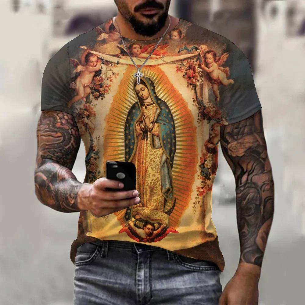 Men and Women Jesus Virgin Catholic Print 3D T-shirt, Casual Clothing, Harajuku Street Apparel Top, Fashion Summer, New