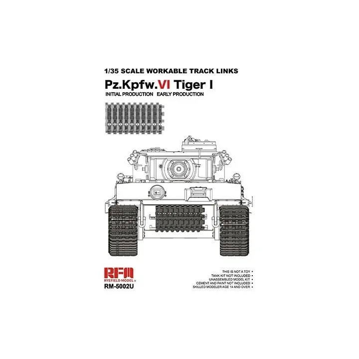 Rye Field 5002U 1:35 Scale Workable Track Links Pz Kpfw VI Tiger Vehicle Hobby Plastic Assembly Model Building Kit