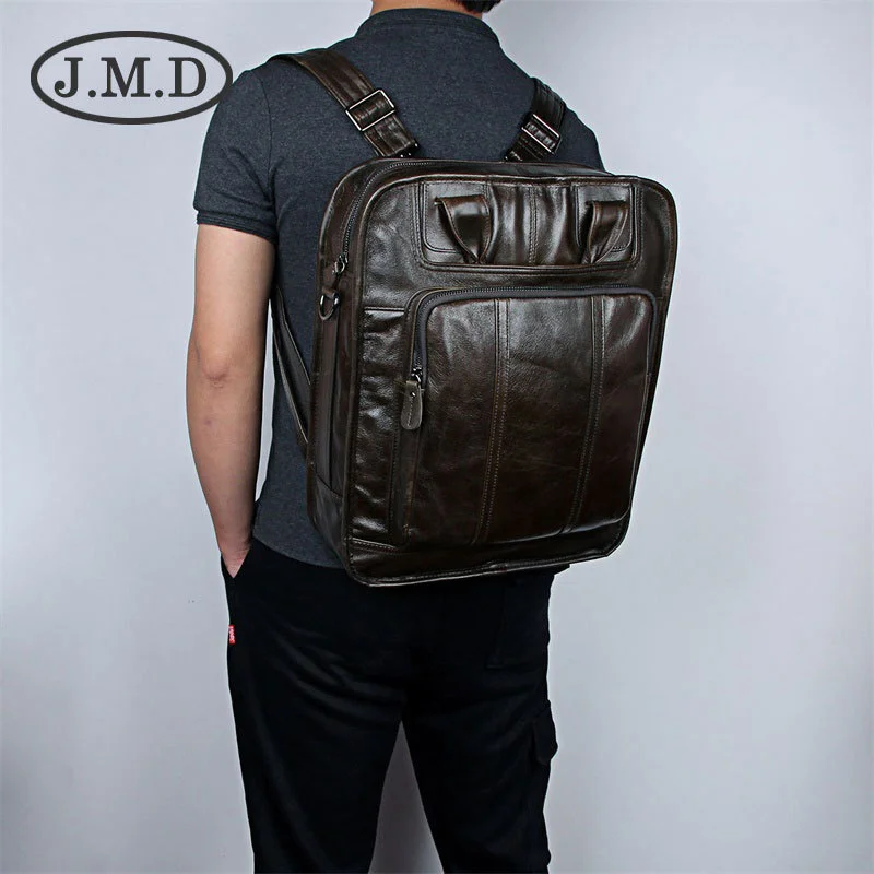 

leather shoulder bag men's large capacity cowhide handbag 15.6 inch computer backpack shoulder bag