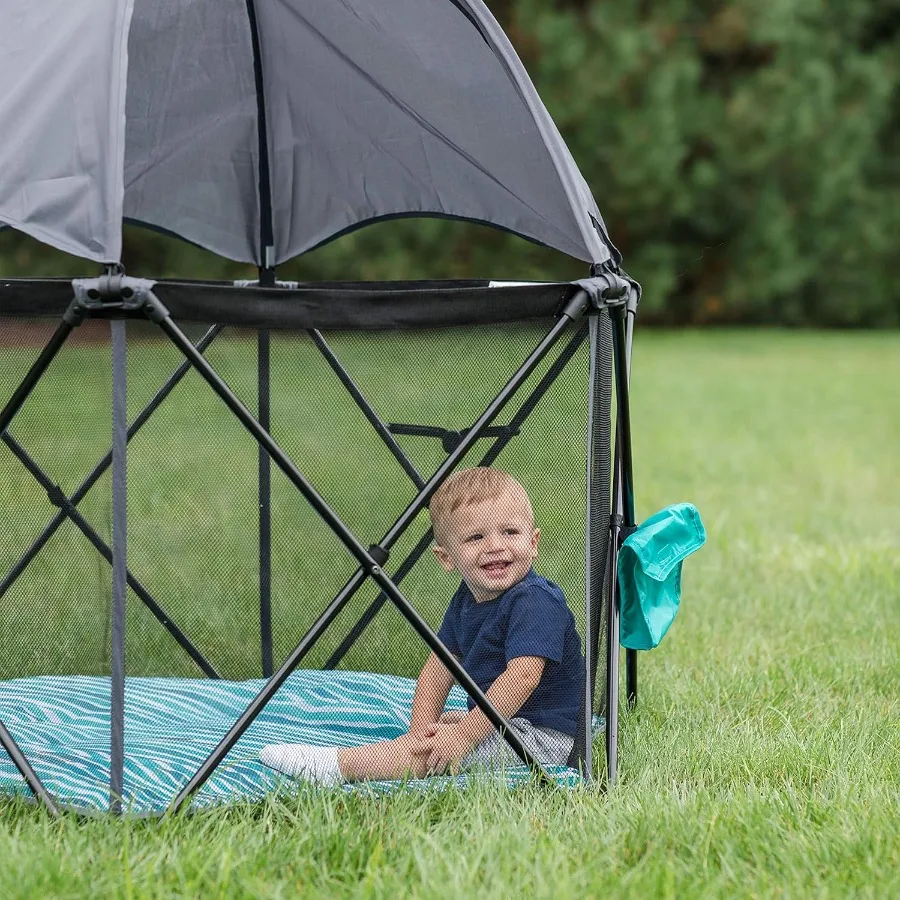 Go With Me Eclipse Mesh Portable Playard Playpen Sun Canopy قاعدة شريطية للألوان المائية الداخلية والخارجية #2