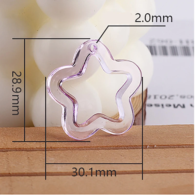 20/50/100 Stück 30mm Acryl Transparente Hohle Sternperlen DIY Schmuckanhänger Schlüsselanhänger Windglocke Handgemachtes Mode-Accessoire – Detail 3
