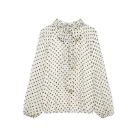 Women's Dots Printed Blouse Shirt Spring Autumn Fashion Long Sleeve Bow Lace-Up Blouse Shirt Lady Elegant High Street Blouses - Image 5