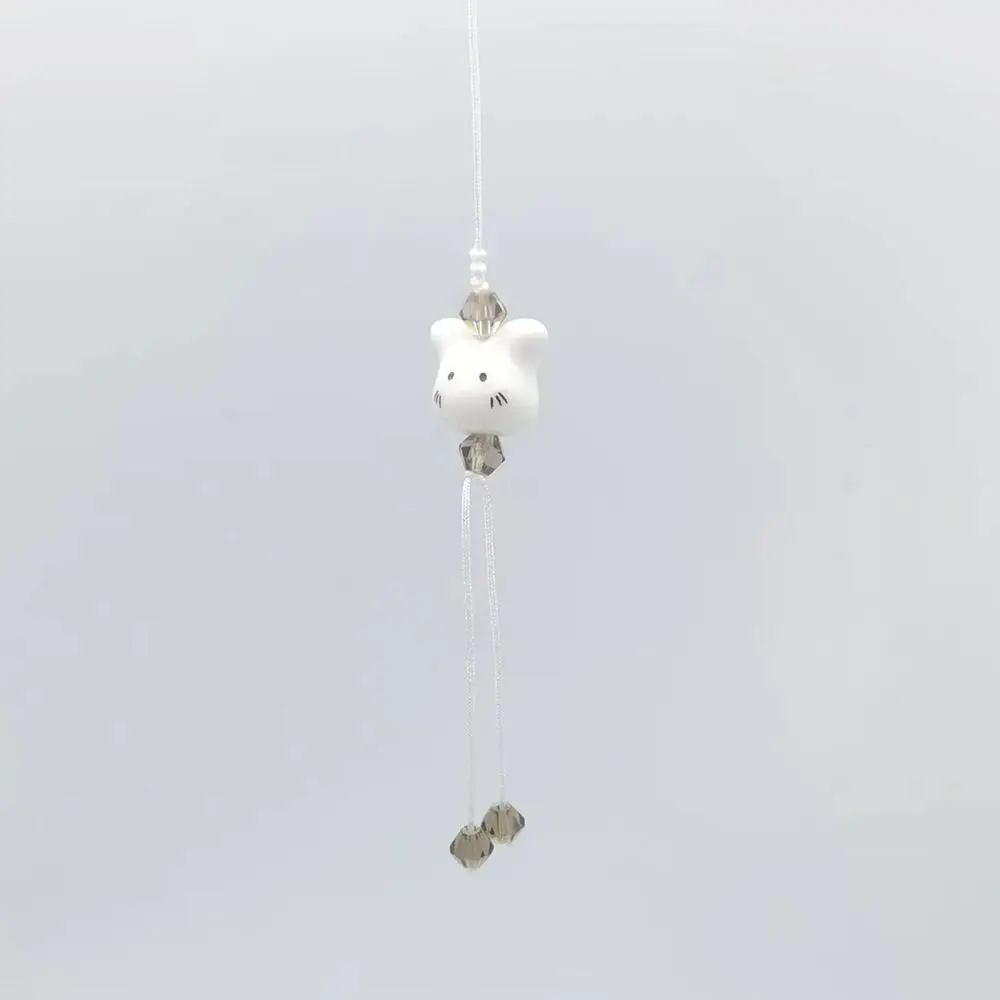 

Брелок-подвеска для телефона в виде кролика из керамики, с веревкой, милый бисерный ремешок для телефона, для женщин и девочек