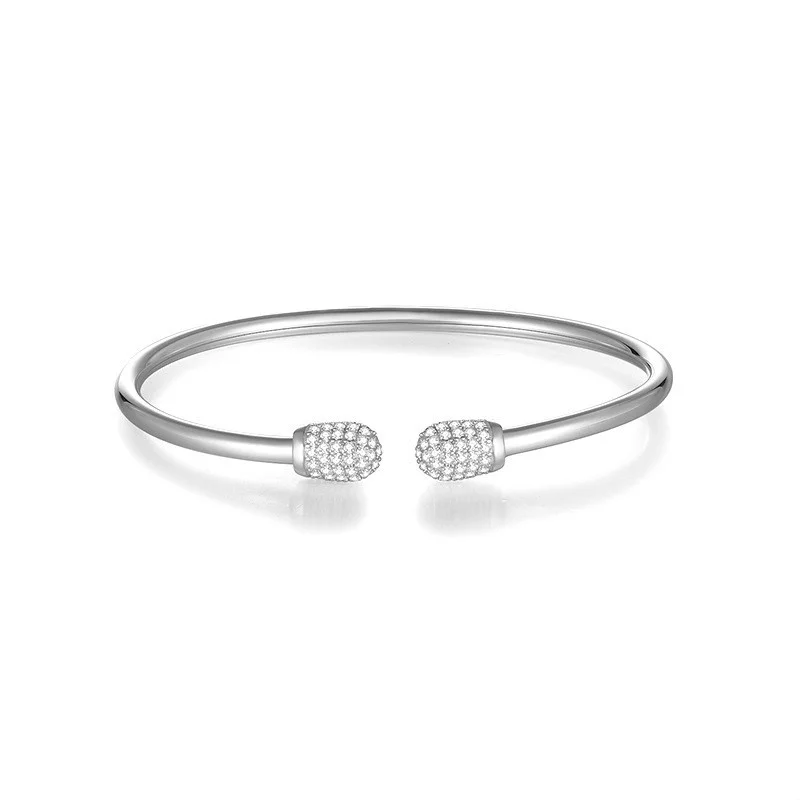 

ZFSILVER Silver s925 Fashion Luxury Trendy Moissanite Shape Microphone Bracelets Charms Women Wedding Party Jewelry Gifts B20064