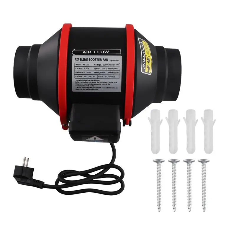 

Вытяжной вентилятор Feb.Exhaust 100 мм с регулировкой скорости, канальный вентилятор смешанного потока, высокоскоростной вытяжной вентилятор для систем вентиляции и кондиционирования, запчасти