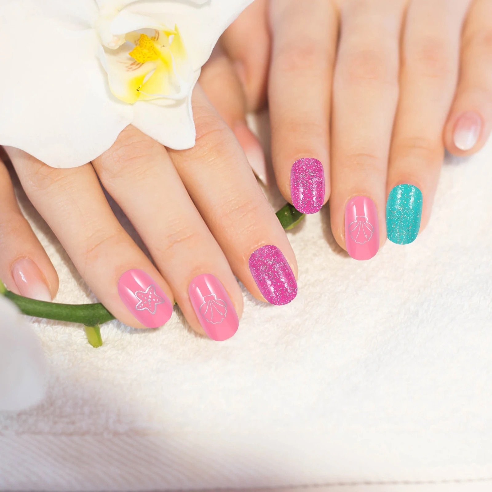 

Fake Nail Patch Plastic Short Press On Nails for Kids Children Finished Product Gifts Manicure Nail Tips