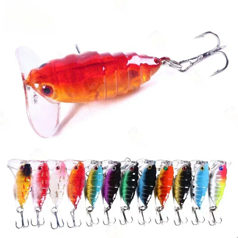 Floating Bionic Bait for Fishing, Artificial Wobblers, Colorful Insect, Fake Lures, Fishing Tackle, 4cm Length, 4.4g, 1Pc