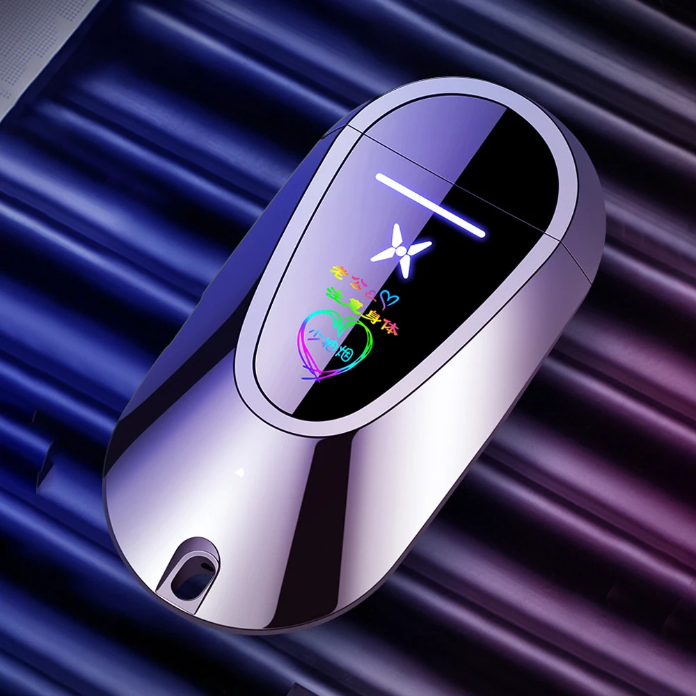Car Key Double ARC Plasma Lighter Keychain Creative Personality Touch Sensing USB Rechargeable Flameless Lighters Gift For Men
