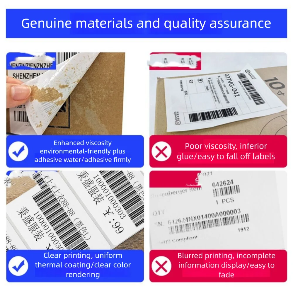 500PCS White Thermal Sticker Self-Adhesive 100*150mm Print Label Sticker High Viscosity Rectangle Direct Thermal Label