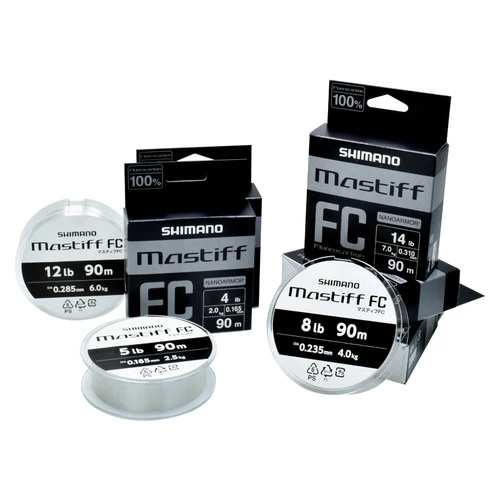 Imagen 2 del producto Línea de pesca SHIMANO Mastiff FC de fibra transparente de fluorocarbono de 90M hecha en Japón