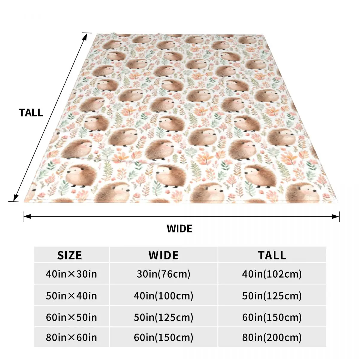 Hedgehog Leaves Flannel Blanket Forest Cute Widllife Soft Warm Bedding Throws for Couch Bed Travel Bedspread Sofa Bed Cover