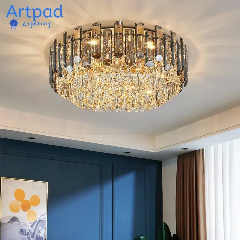 Nordic LED Crystal Ceiling Chandeliers Gold Luxury Lighting Dining Living Room Bedroom Island Light Indoor Ceiling Hanging Lamp