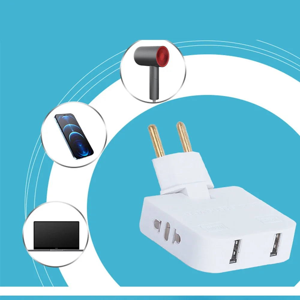 EU Plug AC Outlets 4 in 1 USB To EU Socket Converters 180 Degree Rotatable with 2 USB Ports Electrical Socket AC Outlet