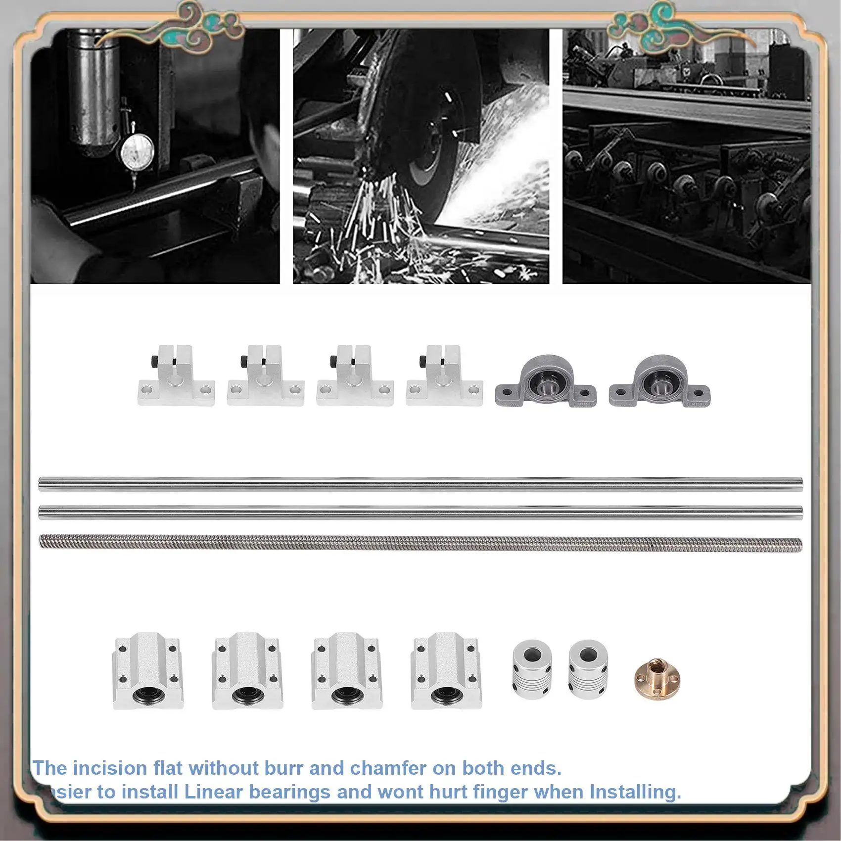 

Durable 15Pcs 400Mm Optical Axis Guide Bearing Housings Linear Rail Shaft Support Screws Set