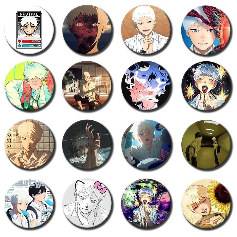 58mm Anime Character Tengen Uzui Badges Cartoon Cosplay The Summer Hikaru Died Badges for Bag Hat Jewelry Accessories Toys Gifts