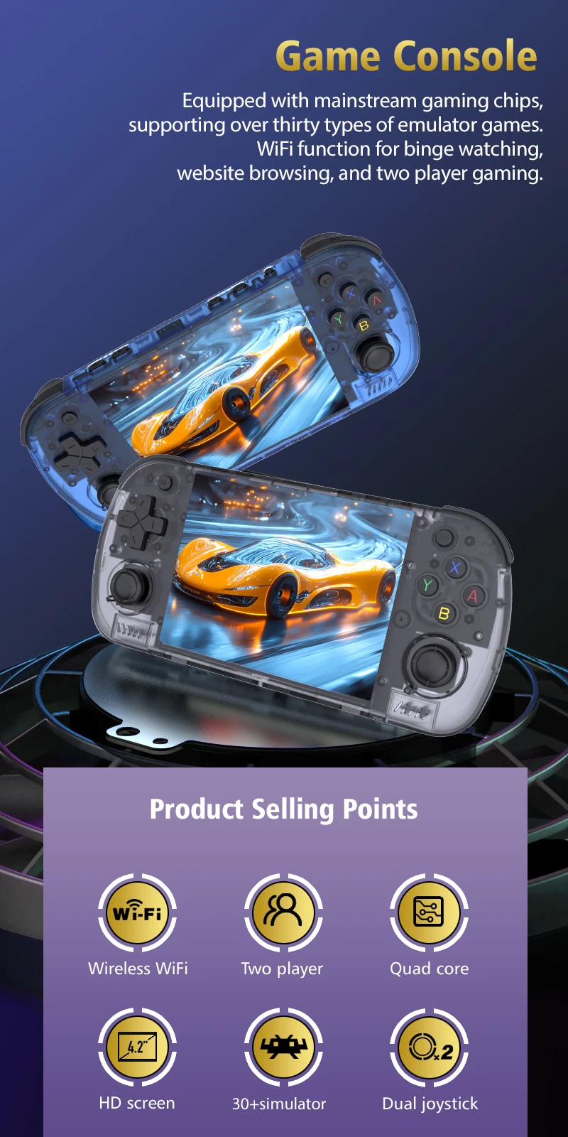 R36Pro Console de jeu portable, écran IPS de 3,5, 4000 mAh, lecteur de jeu Open Source Linux, prend en charge plus de 60 émulateurs, avec carte mémoire, double système (128 Go