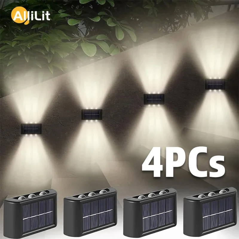 

AlliLit светодиодный солнечный светильник для улицы, водонепроницаемые настенные светильники для сада, двора, декора, пейзажа, светящееся освещение вверх и вниз, 1 ~ 4 шт. Psd