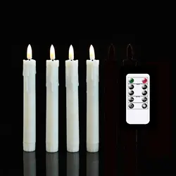 2/3/4 Pieces 7 inch Short Flameless LED Taper Candles With Remote Control,Plastic Realistic Flickering Christmas Candles