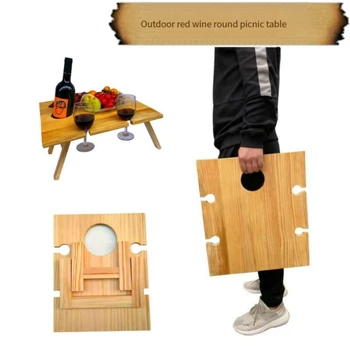 나무 접이식 피크닉 테이블, 야외 접이식 와인 테이블, 피크닉 랙, 나무 사각형 와인 테이블 