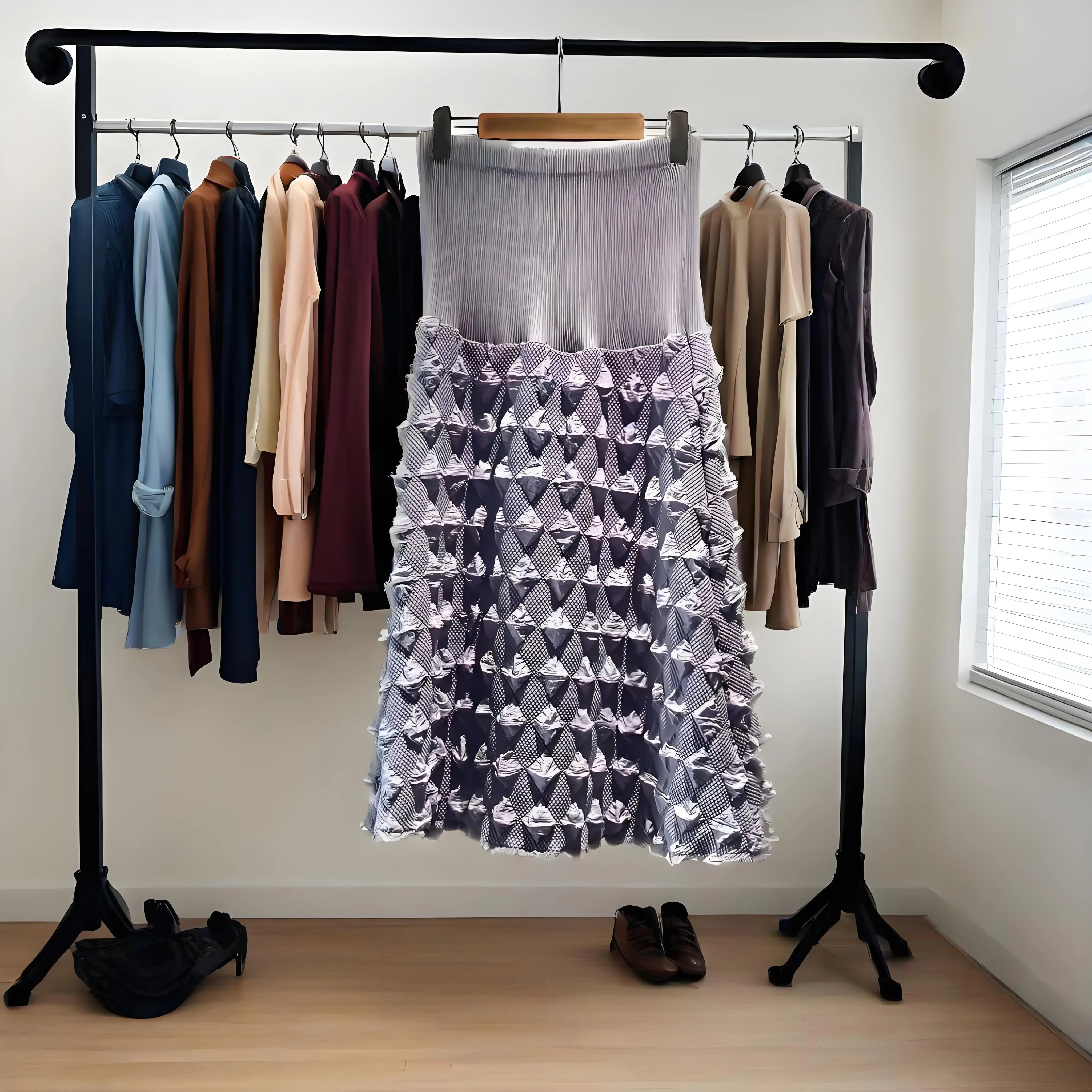 

Miyake Pleated Clothes 2025 Spring New Skirt Women's Elegant Fashion Commuter French Pleated Temperament Bubble Skirt