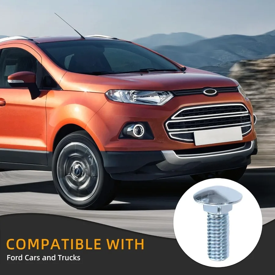 Kit de parafusos do para-choque traseiro dianteiro com tampa redonda compatível com Ford 7 1614x11 4 4 conjunto; Parafusos do para-choque cromado de transporte longo, porcas sextavadas a