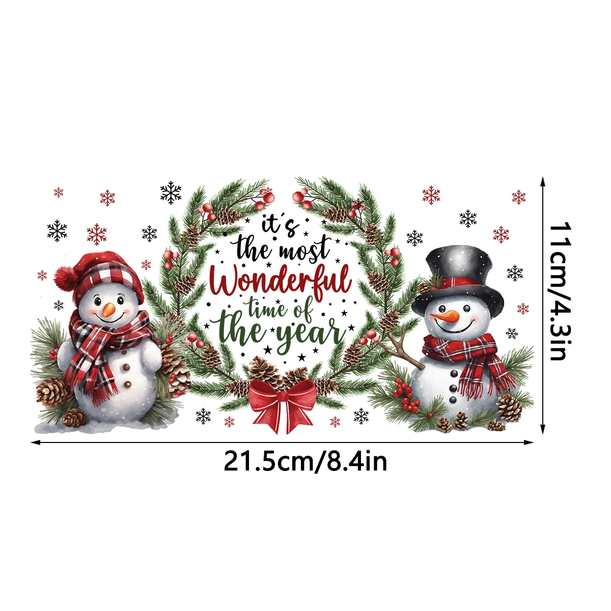 Wesołych Świąt Snowman UV DTF Transfer Sticker 16oz Libbey Glass Cups Wraps Coffee Mug Decals Party Xmas Winter Home Decoration