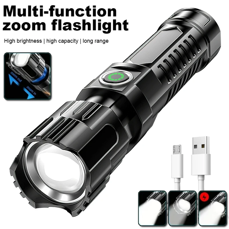 

Ультра яркий перезаряжаемый светодиодный фонарик, портативный масштабируемый безопасный светильник, высокий люмен, открытый кемпинг, рыбалка, аварийный туризм