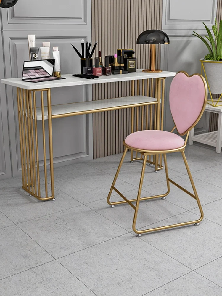 Nordic Creative Iron Meal Manicure Coffee Casual Golden Dressing Table Simple Flannel Chair