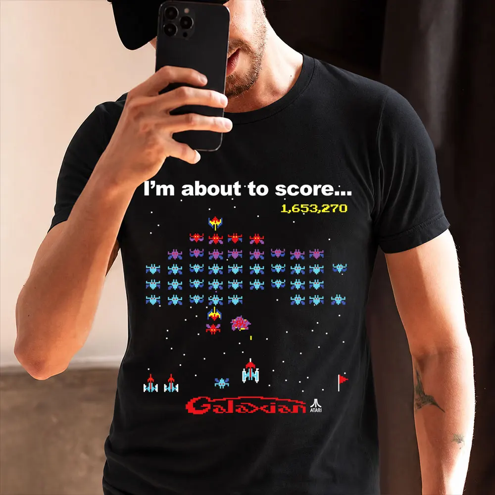 Mod.01 Arcade Galaga 1981 Space Invaders Video Game Juego Gift T-shirt for gamer 80s Console Aliens 8-Bits games tee S-6XL