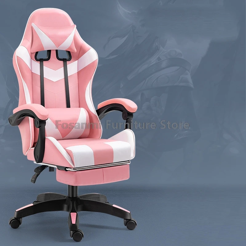 Cadeira de mesa reclinável para jogos em casa, altura ajustável, cadeira giratória de escritório, ergonômica, gamer, computador, com braços e encosto de cabeça