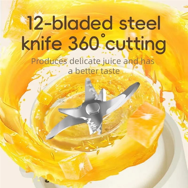 ABZV-USB Frullatore elettrico portatile ricaricabile a 12 lame 350ML Spremiagrumi Frullatore per frutta Frullato Maker Spremiagrumi Tazza di succo